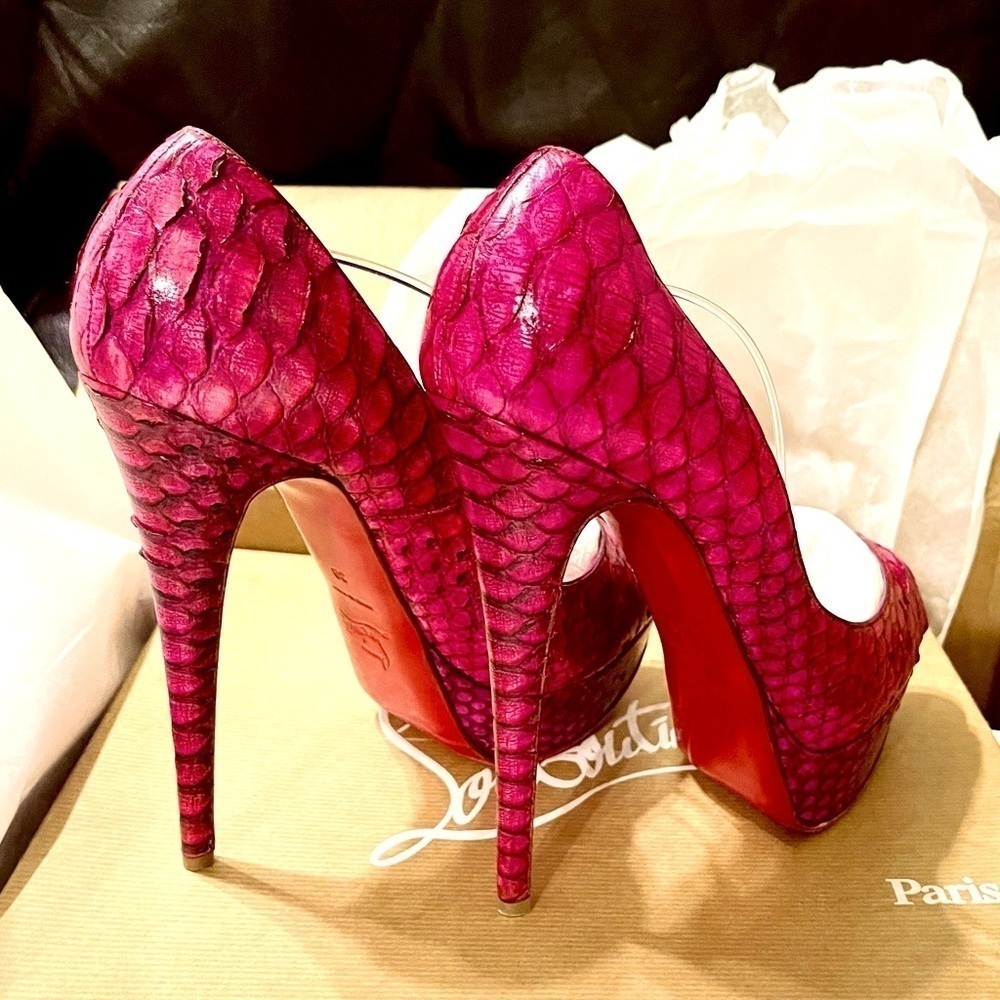 Christian Louboutin Lady Peep Python skin peep pumps EU39 rare 100% authentic - Picture 5 of 12